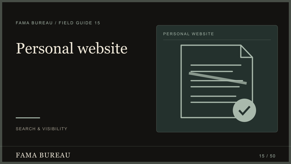 Personal website: Identity, Evidence, Contact