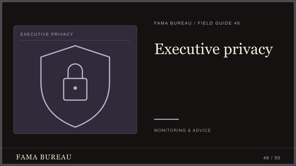 Executive privacy: Personal data, Account access, Public pages